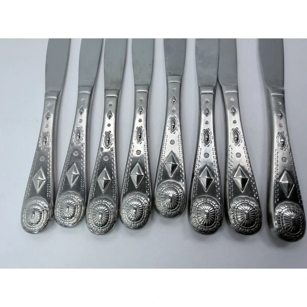 Wallace TAOS 18/10 Stainless Steel Flatware Dinner Knives Lot‎ of 8 Southwest